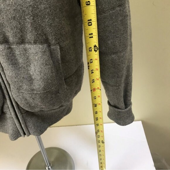 VINCE Quilted Cashmere Wool Hoodie Knit Jacket Puffy Cotton Sweater Zipper Cozy - Picture 15 of 16